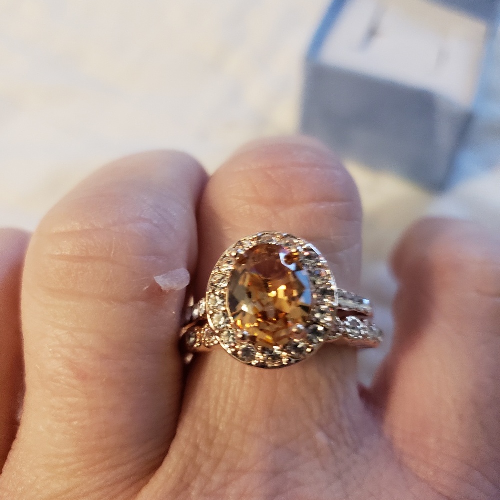Rose Gold Filled Morganite Ring Set - Picture 5 of 8